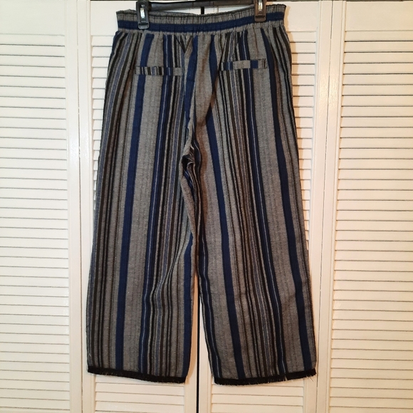 Fate crop striped linen tassel pants large NWT *F - Picture 2 of 7